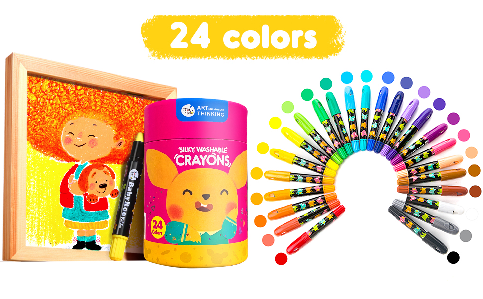 Jar Melo Silky Crayons-36 Colors Washable Rotating Non-Toxic 3 in 1 Effect(Crayon-Pastel-Watercolor); Coloring Gift for Kids; Art Tools; Twistable