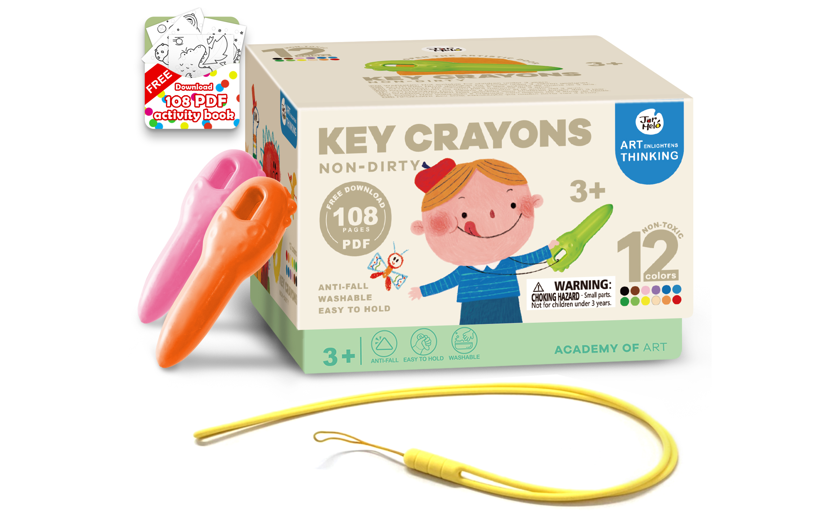 Jar Melo Key Crayons for Toddlers, 24 Colors 99.99% Unbreakable
