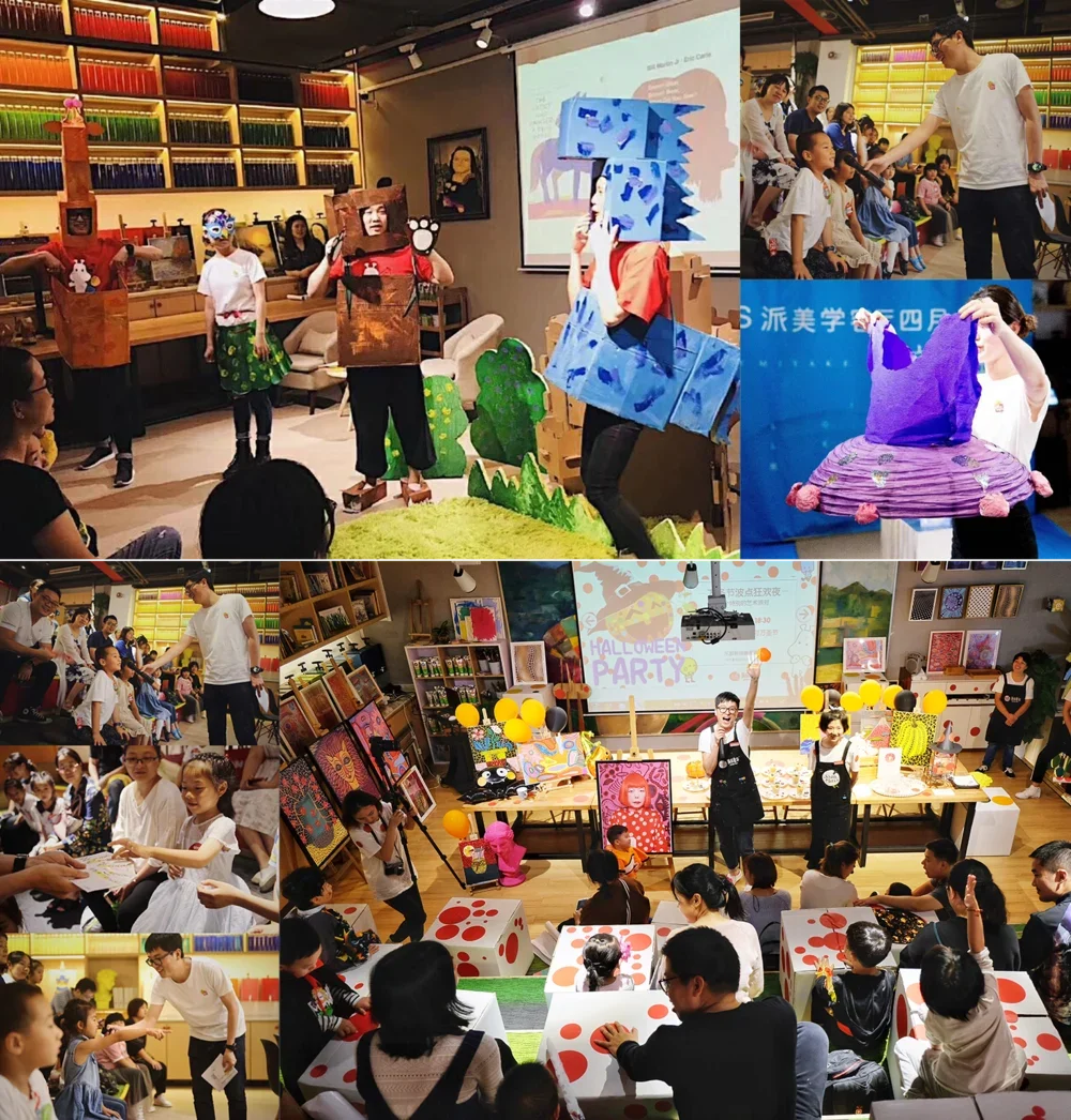 Children visiting the Jarmelo art exhibition booth